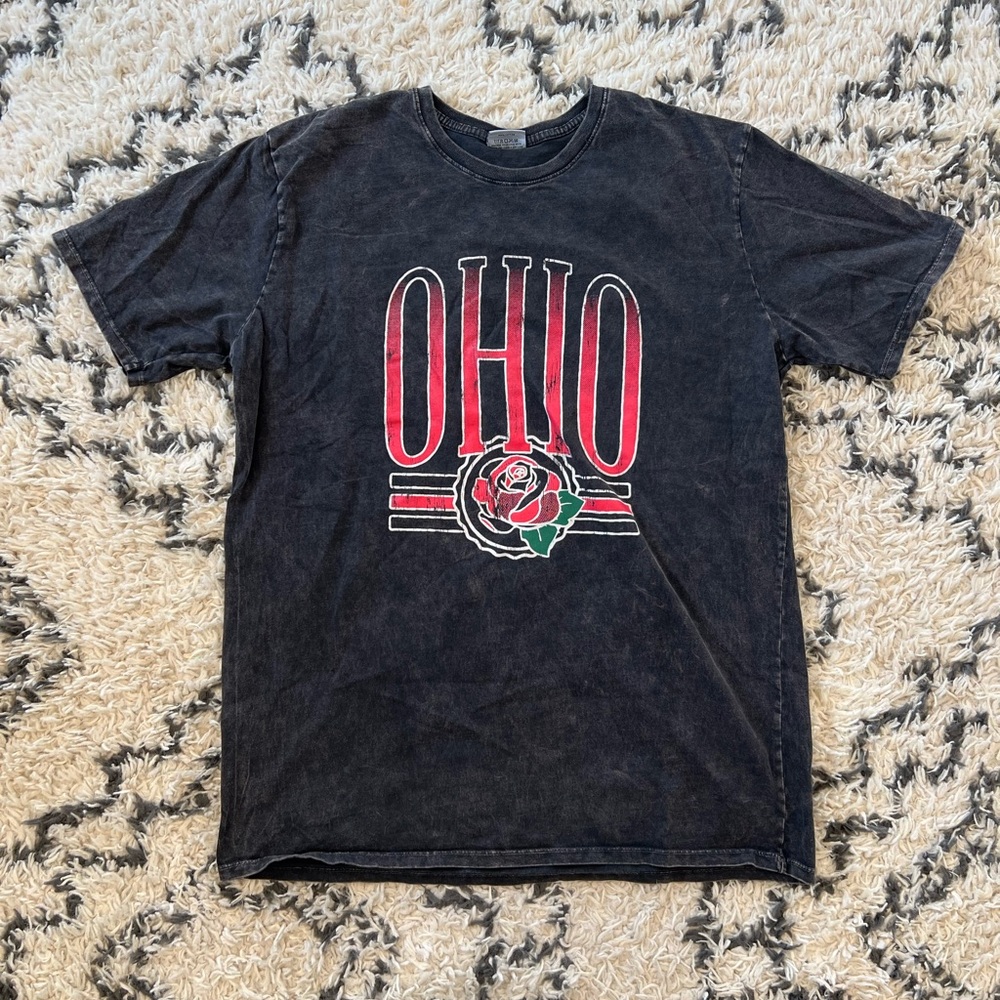 Ohio State Where I’m From Men’s T-Shirt Acid Washed Black Size XL Made In USA